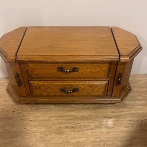 Vintage Made in Taiwan Wooden Jewelry Box with Drawers